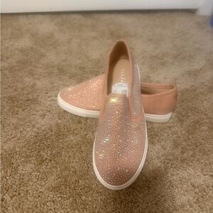 Sparkly Peach Slip-On Sneakers